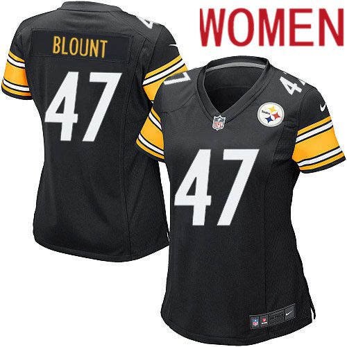 Women Pittsburgh Steelers 47 Mel Blount Nike Black Game Player NFL Jersey